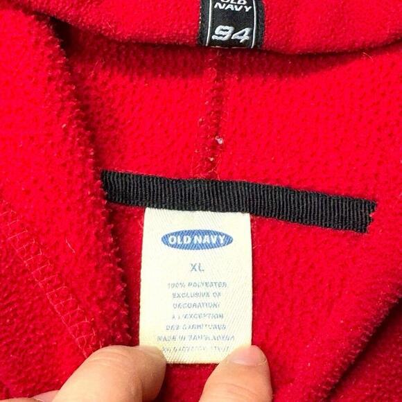 VTG Y2K Old Navy Skate Polar Fleece Boulder Snowboards Hoodie Sweatshirt Red XL - Picture 4 of 9
